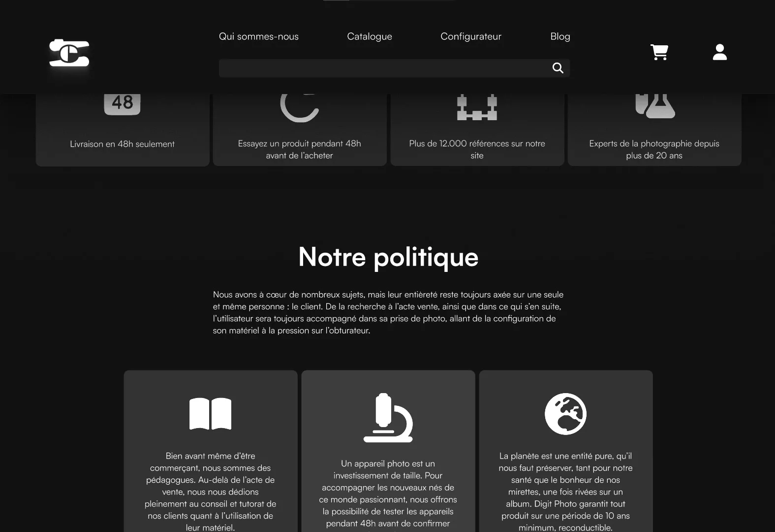 Les différentes politiques du site internet de Digit-Photo.